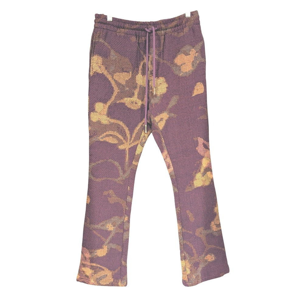 6THNBRHD Tapestry Floral Pants Small Purple Gold Woven Drawstring Streetwear - Picture 1 of 7